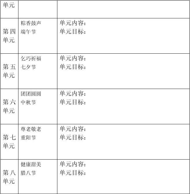 传统节日的校本课程计划概览